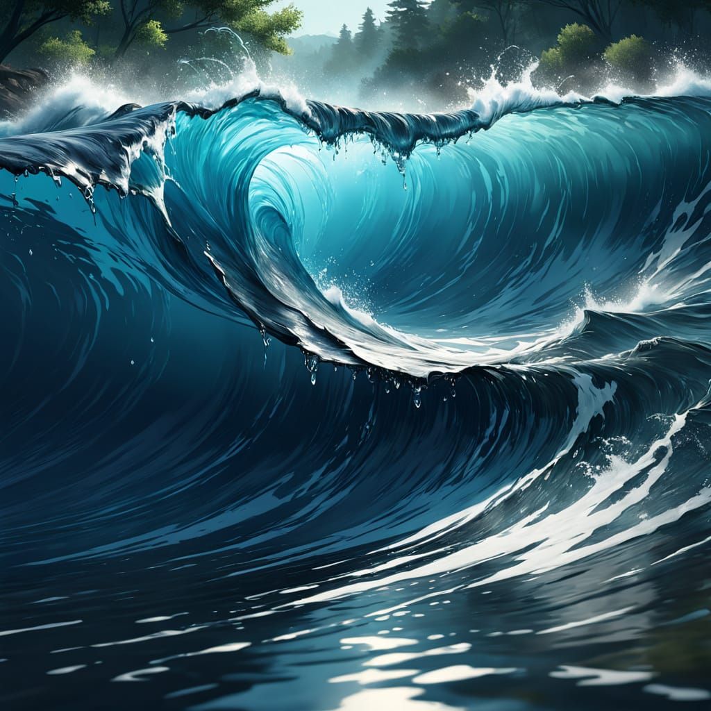 Dramatic River Splash in Hyper-Realistic Art