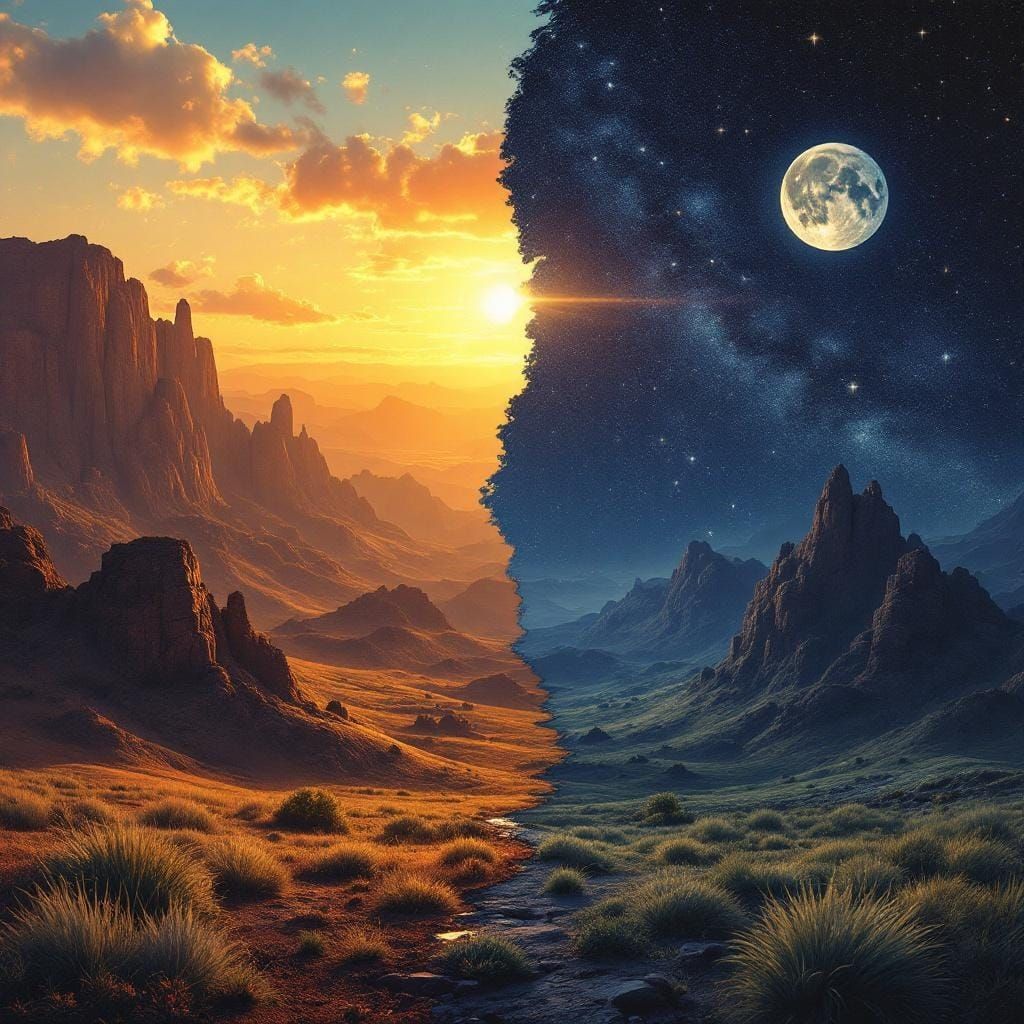 day and night landscape