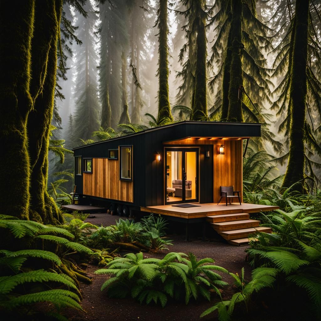 Modern Tiny House in Hoh Rainforest, USA