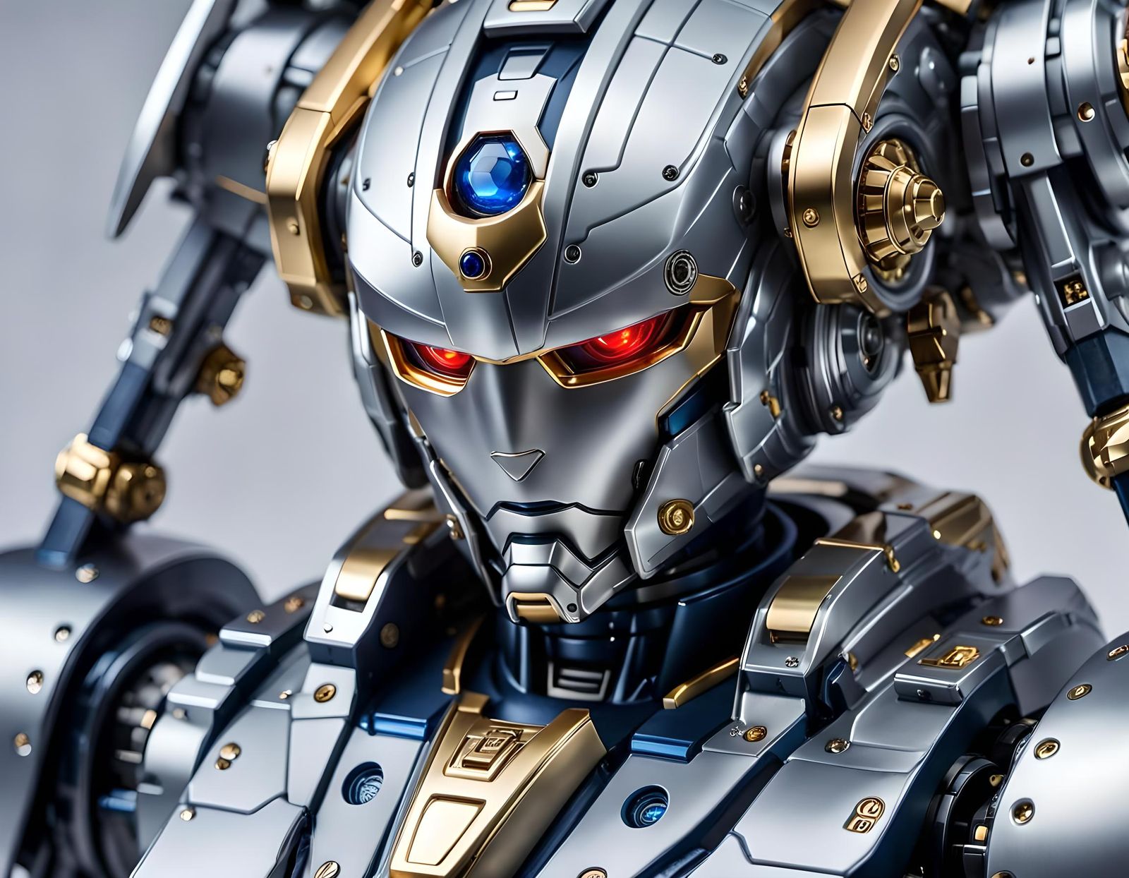 Luxurious Android Robot Boss in Japanese Art Style