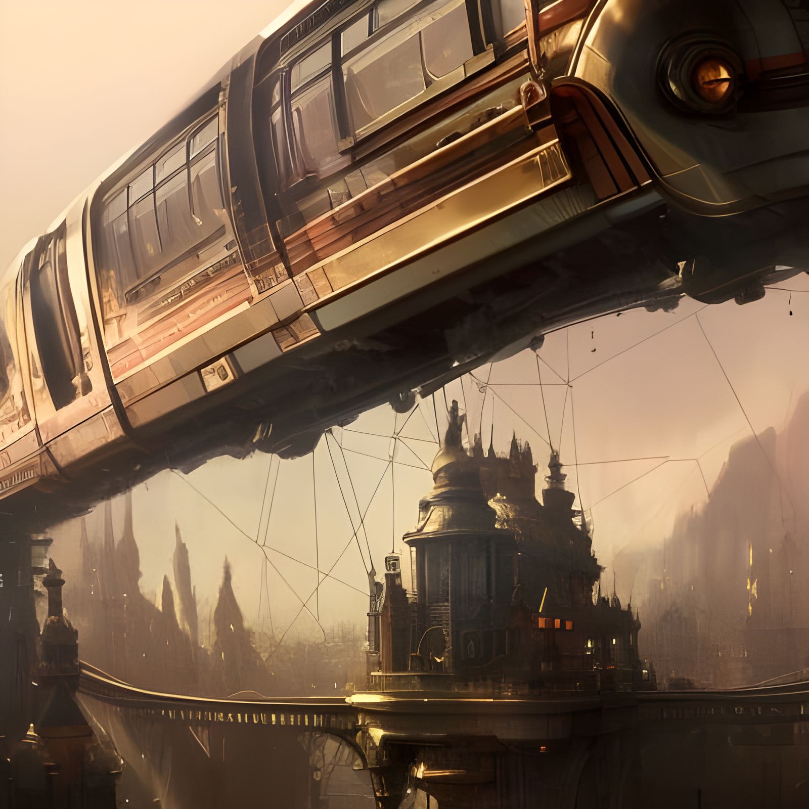 Steampunk Monorail Masterpiece in Dark Fantasy Style