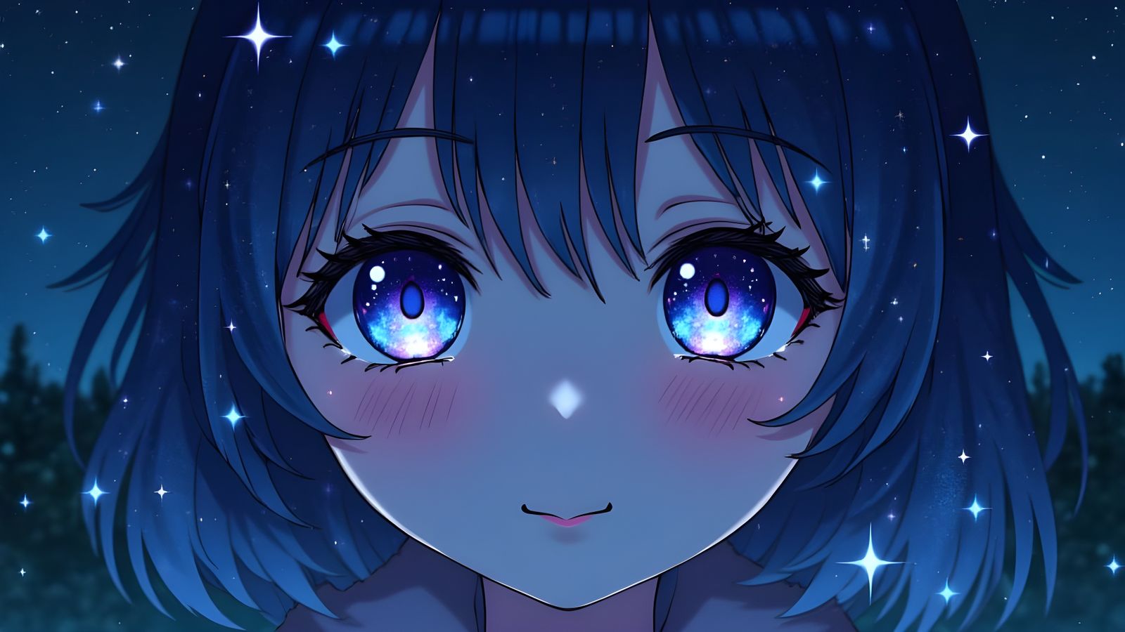 Starry Sky Girl Portrait in Anime Style