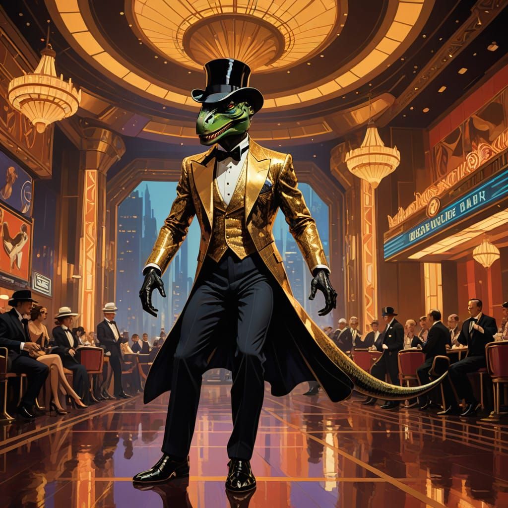 Tyrannosaurus Rex in Top Hat and Tails Tap Dance