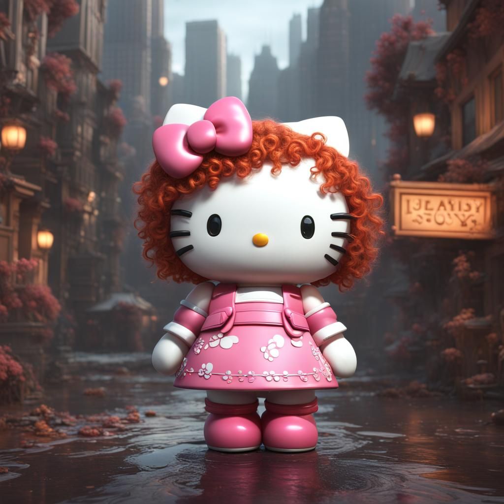 Hello Kitty with Ginger Hair, Digital Art