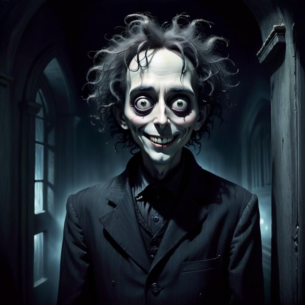 Tim Burtonesque Portrait of a Ghostly Figure