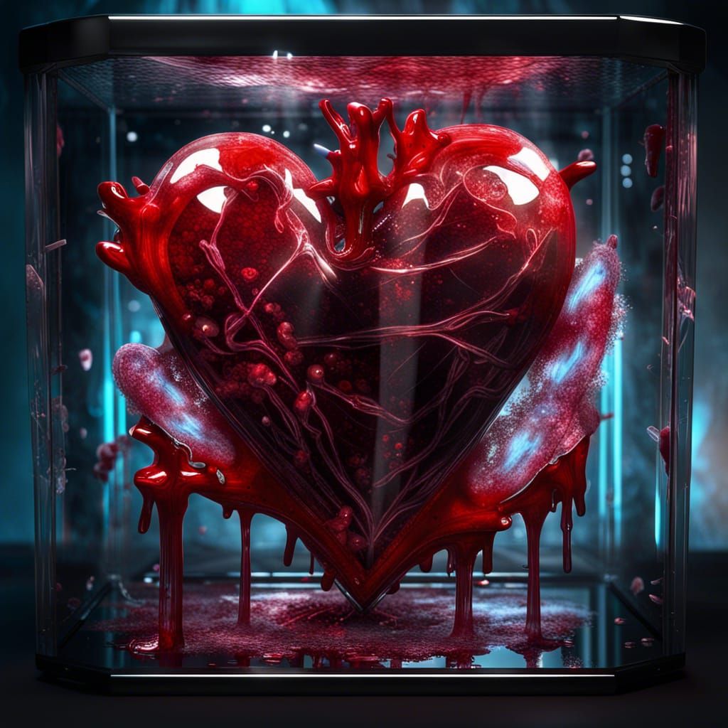 Broken bleeding heart in a box