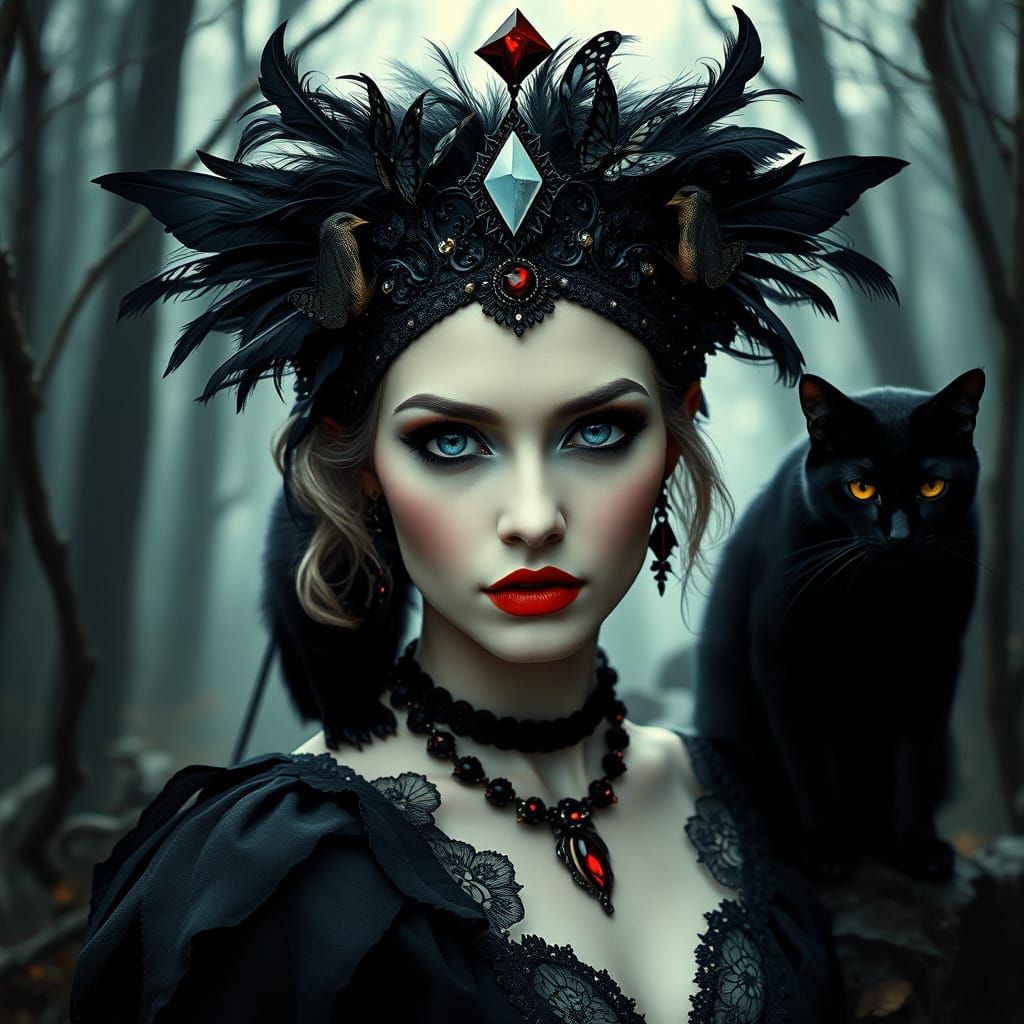 Ethereal Gothic Fantasy Portrait of a Mysterious Woman with ...