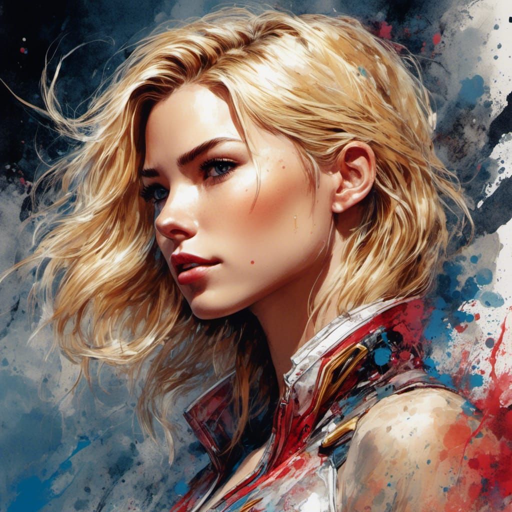 Teenage Carol Danvers as Watercolor Anime Portrait