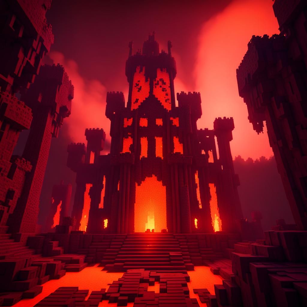 Spooky Minecraft Castle in Nether Biome