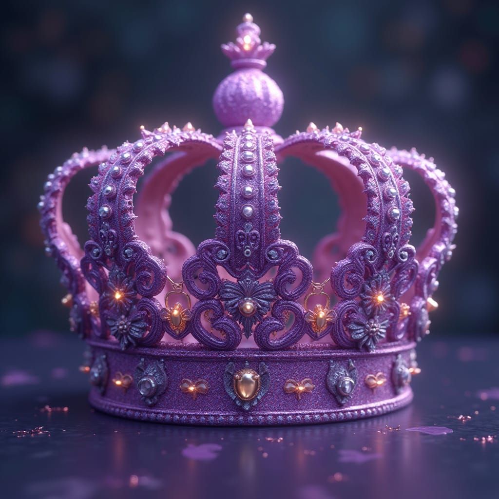 Surreal Purple Crown in Art Nouveau Style