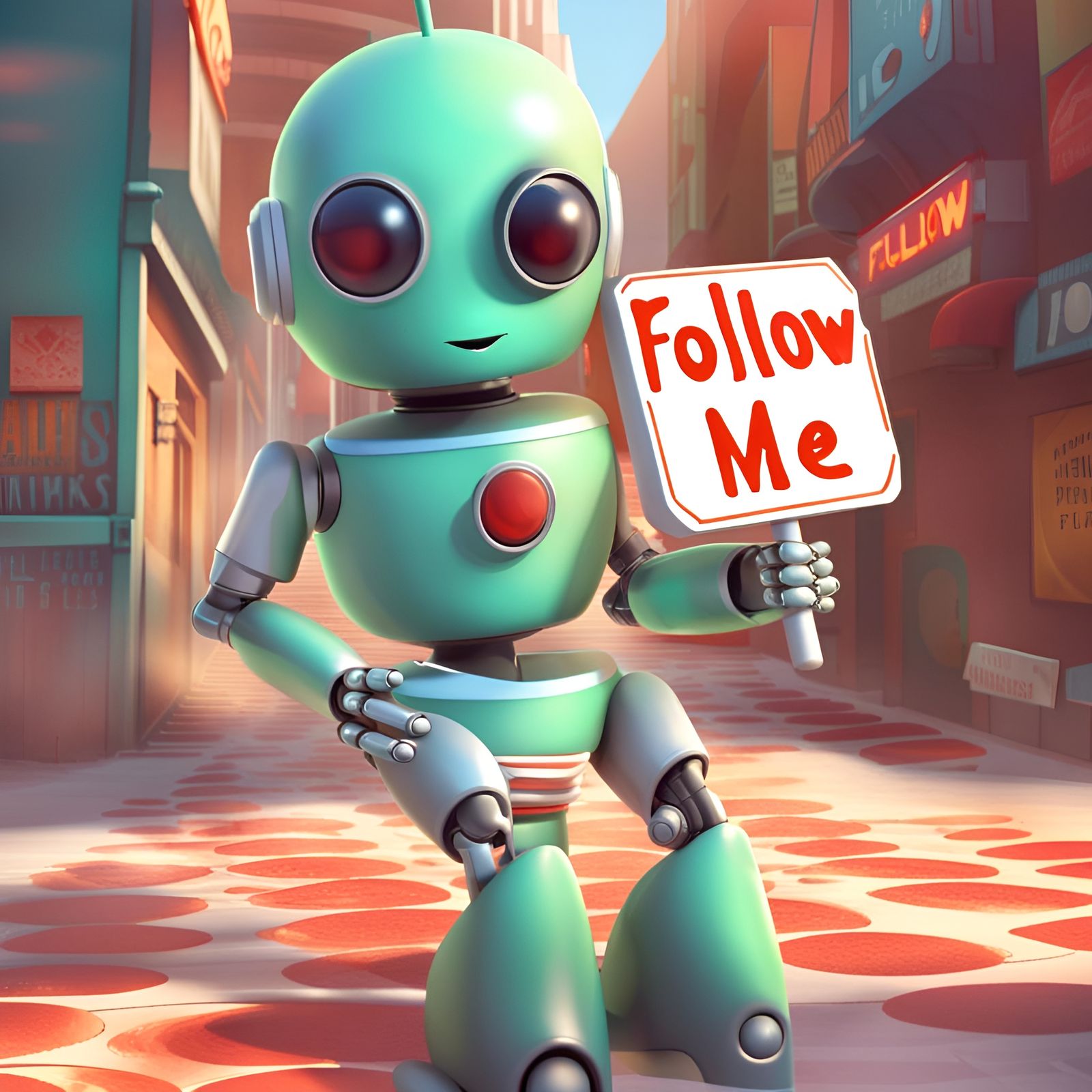 Friendly Android Advertising Pizza in the Future