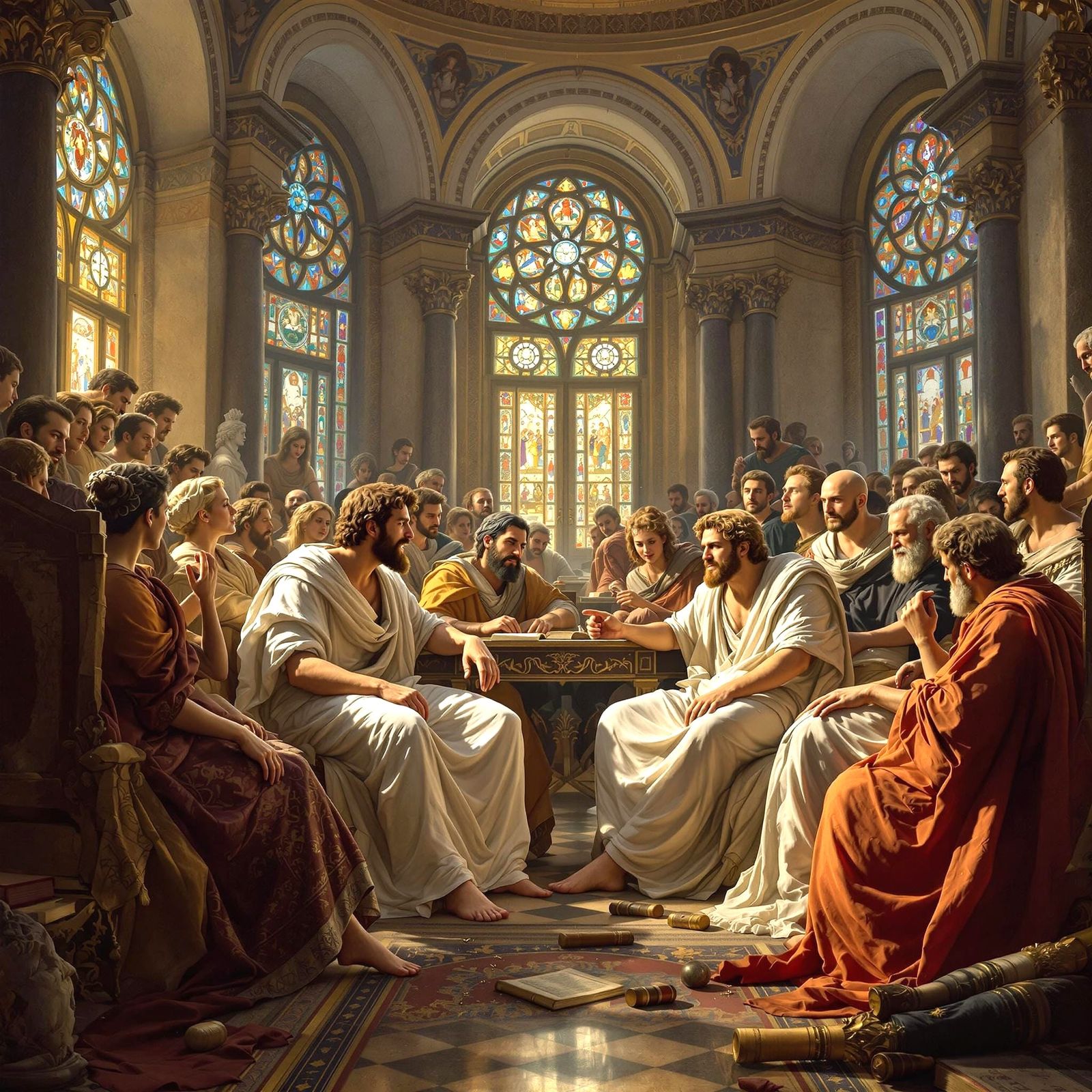 Philosophers in Harmony: A Renaissance-Inspired Masterpiece