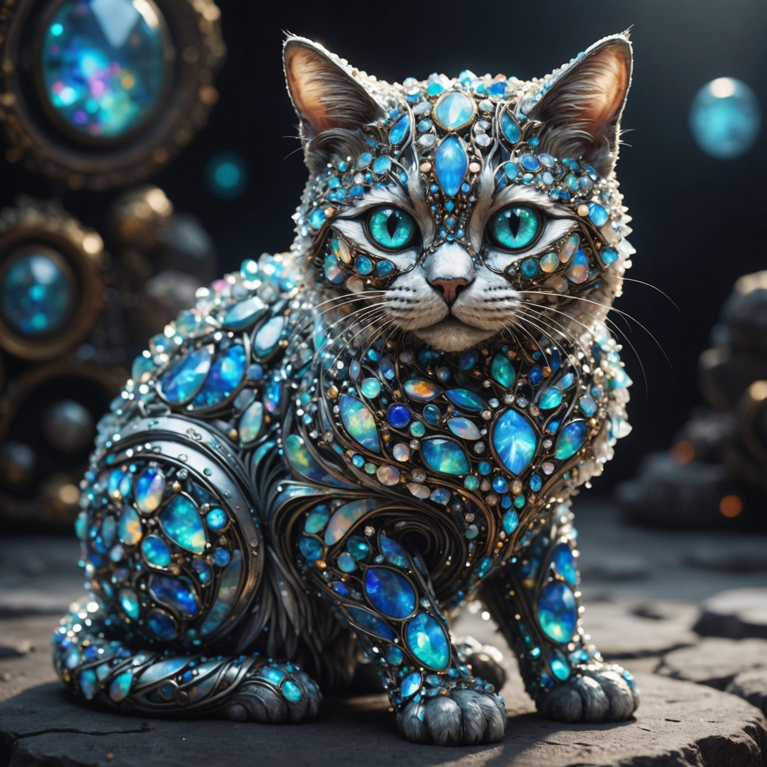 Opal and Crystal Cat: Digital Matte Painting