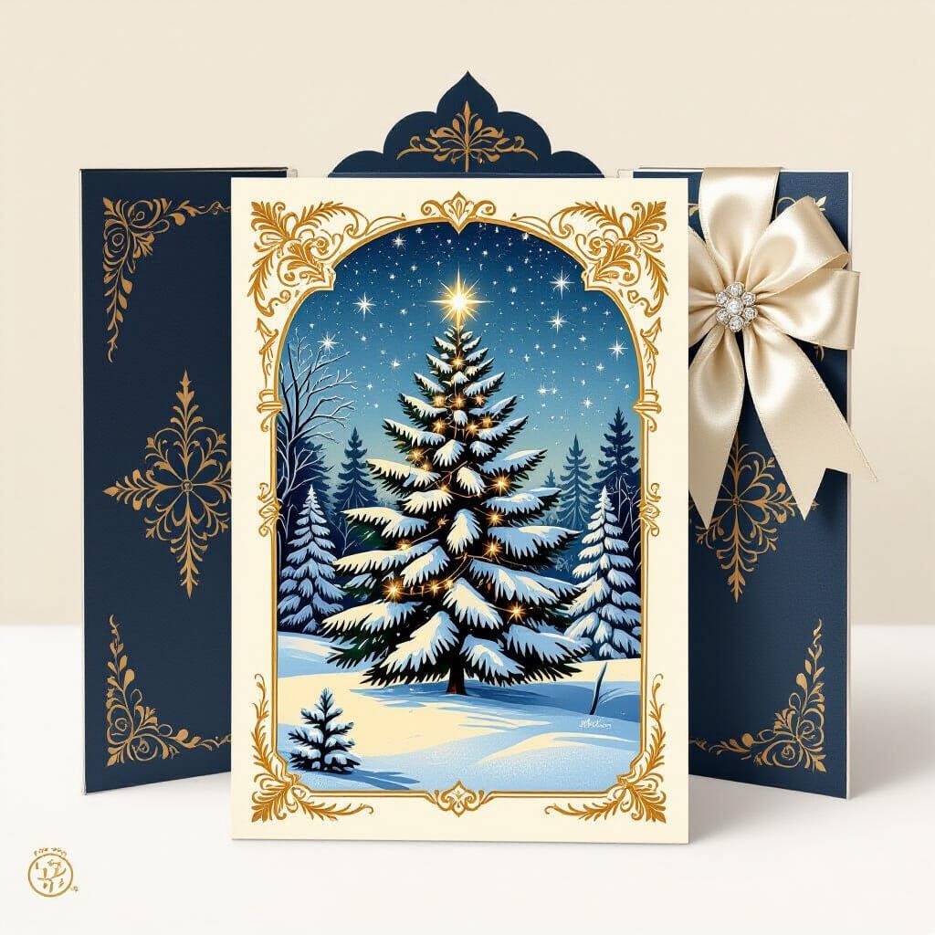 Victorian Winter Fantasy Christmas Tree Card