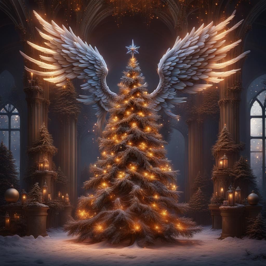 Angel Wing Christmas Tree: Detailed Matte Painting