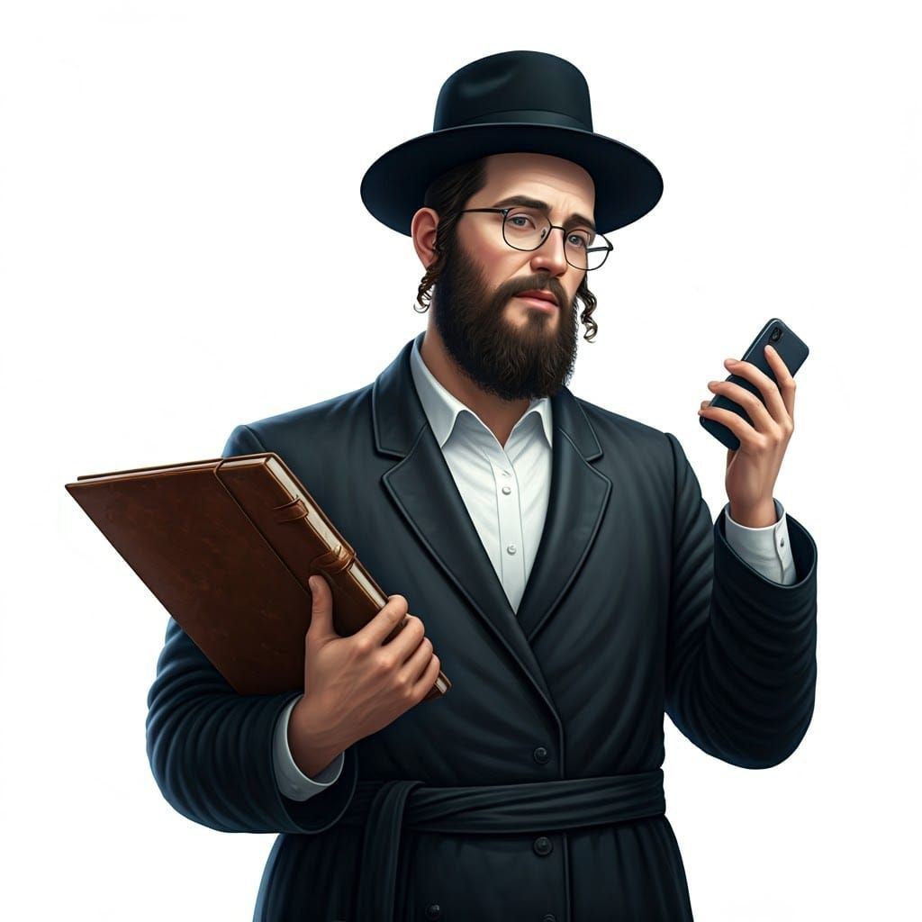 Traditional Hasidic Jew in Modern Times, Concept Art in Anim...