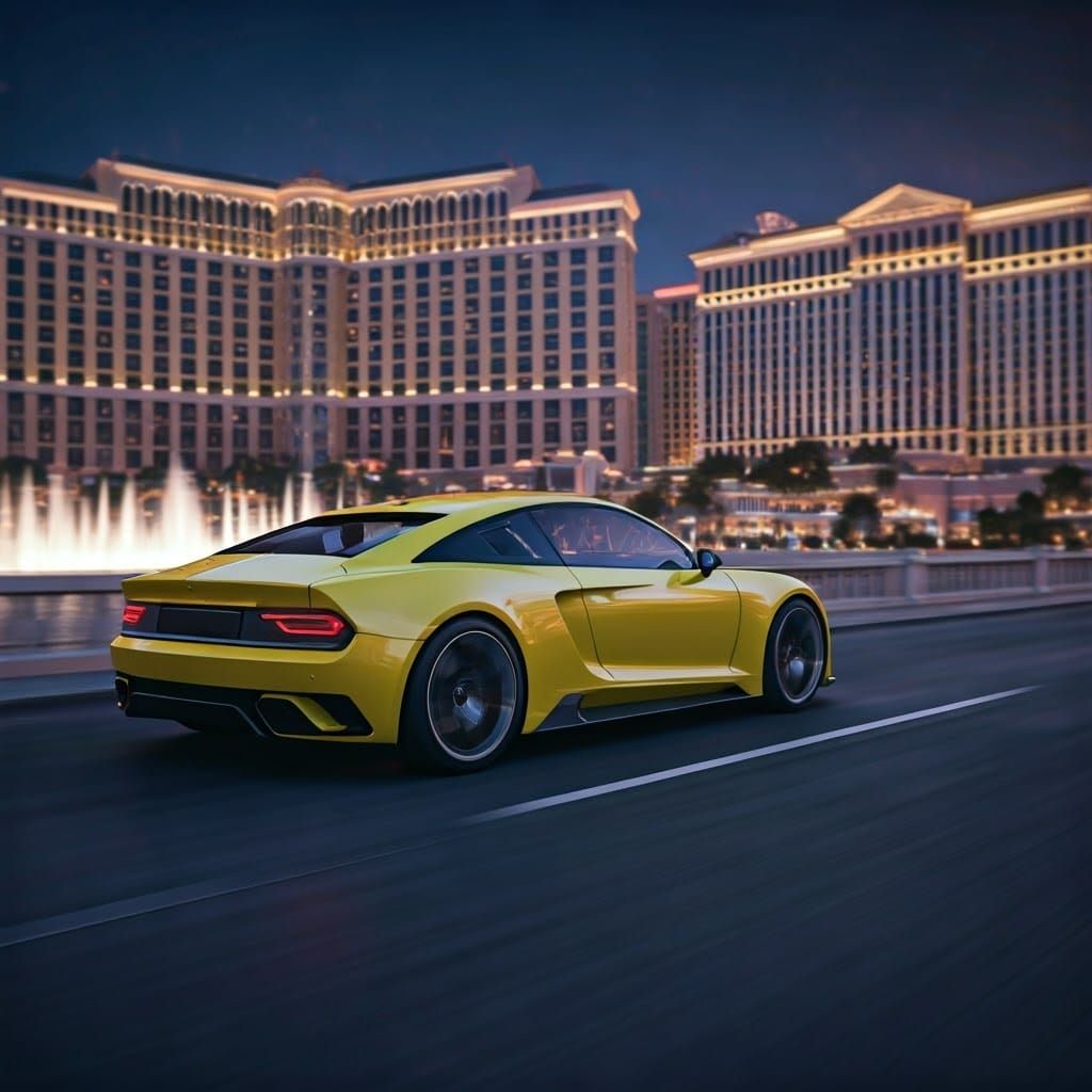 Sleek 1990 Yellow Hypercar concept Speeds Down Las Vegas Str...