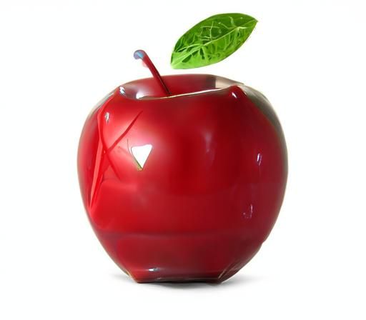 Geometric Red Apple with Green Leaf Design