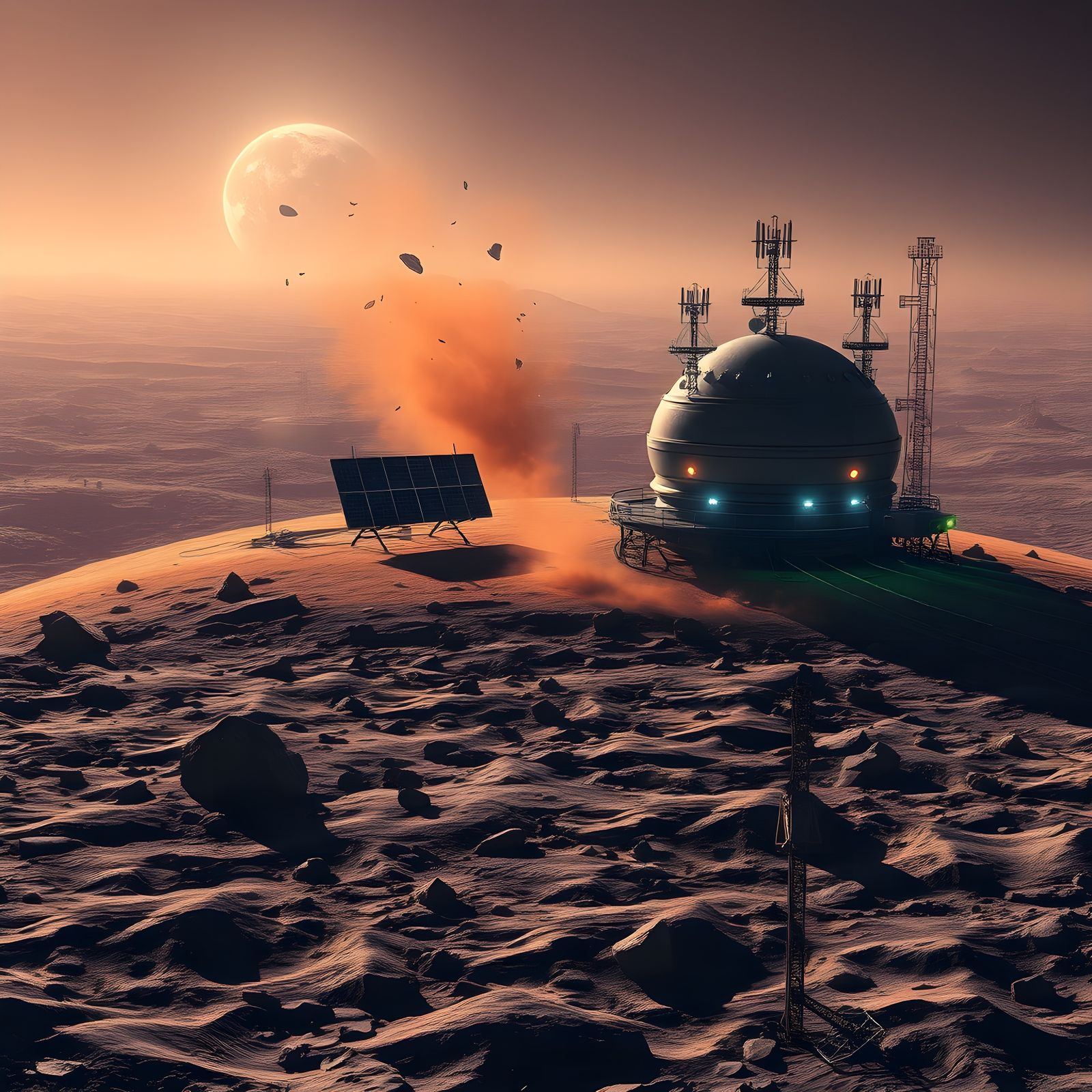 Moonquake Dust Ripple at Lunar Research Base