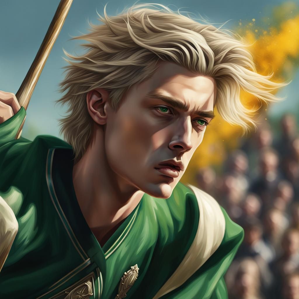 Hyperrealistic Portrait of a Slytherin Beater in Quidditch M...