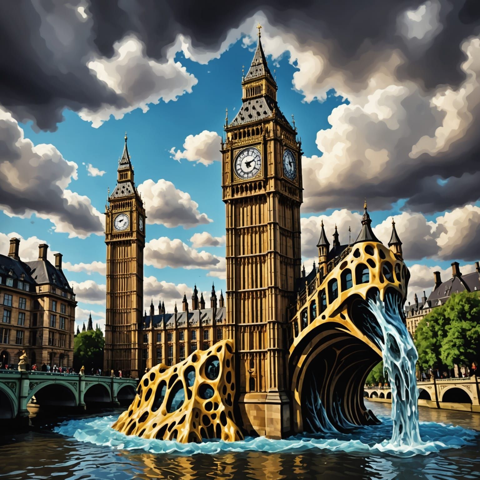 Melting Big Ben in Surrealist Style