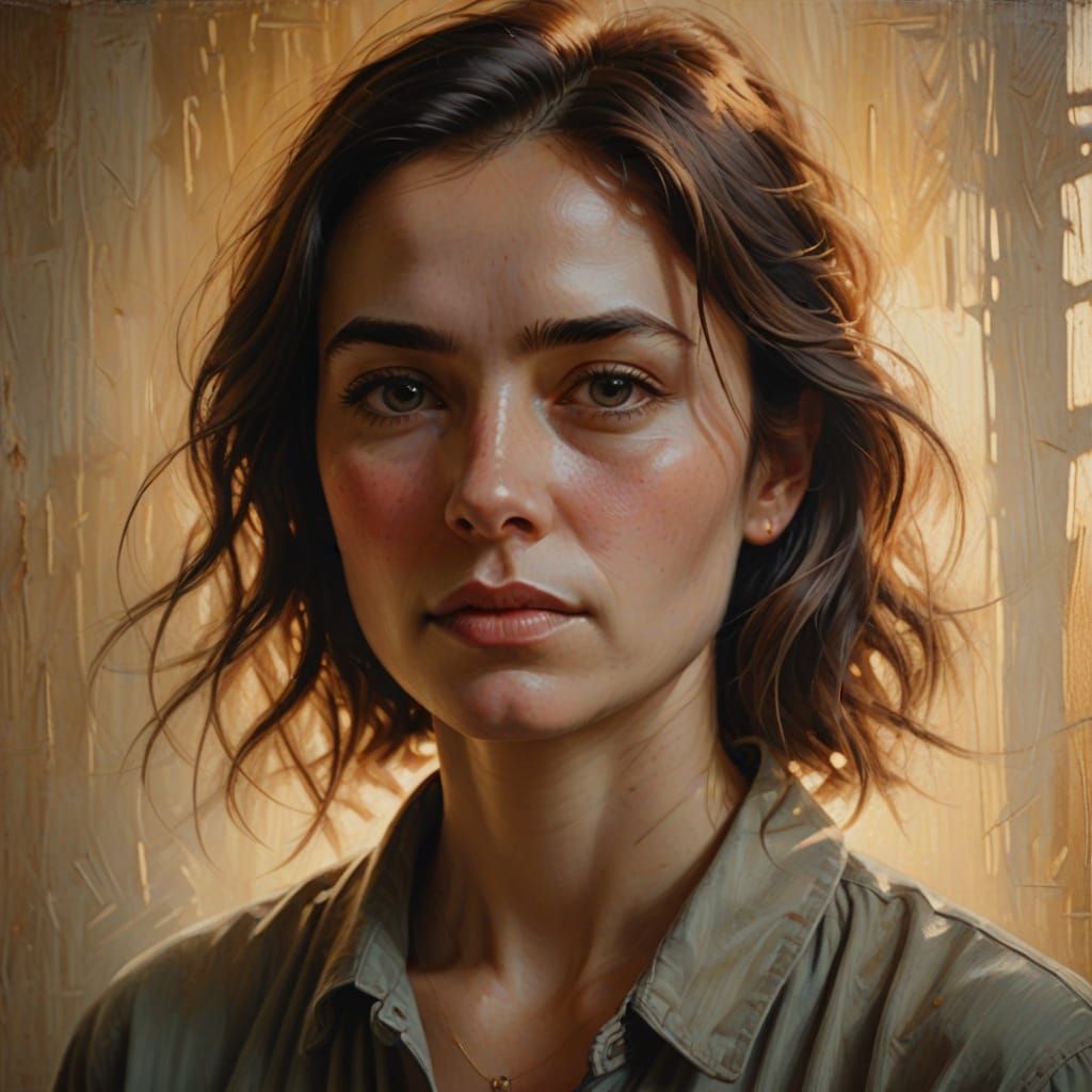 Romantic Realism Portrait of a Woman in Soft Golden Light