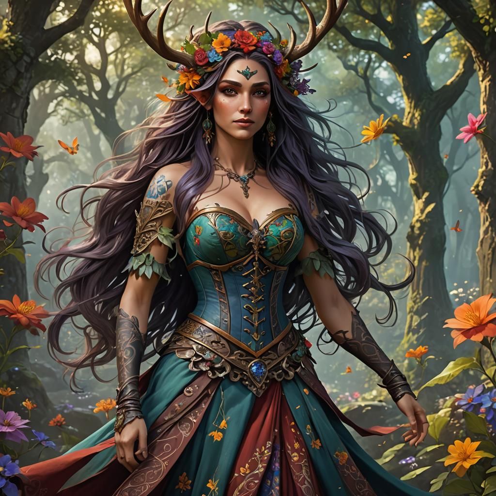 Alluring Summer Eladrin Bard in Fantasy Art