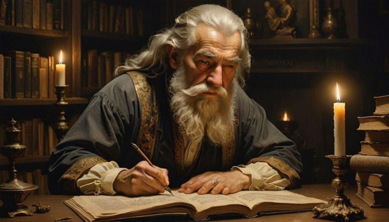 Elderly Scholar in Golden Light