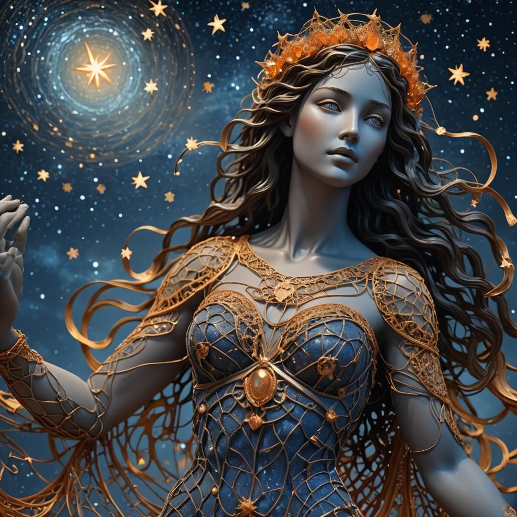 Aphrodite Wire Mesh Sculpture in Starry Night