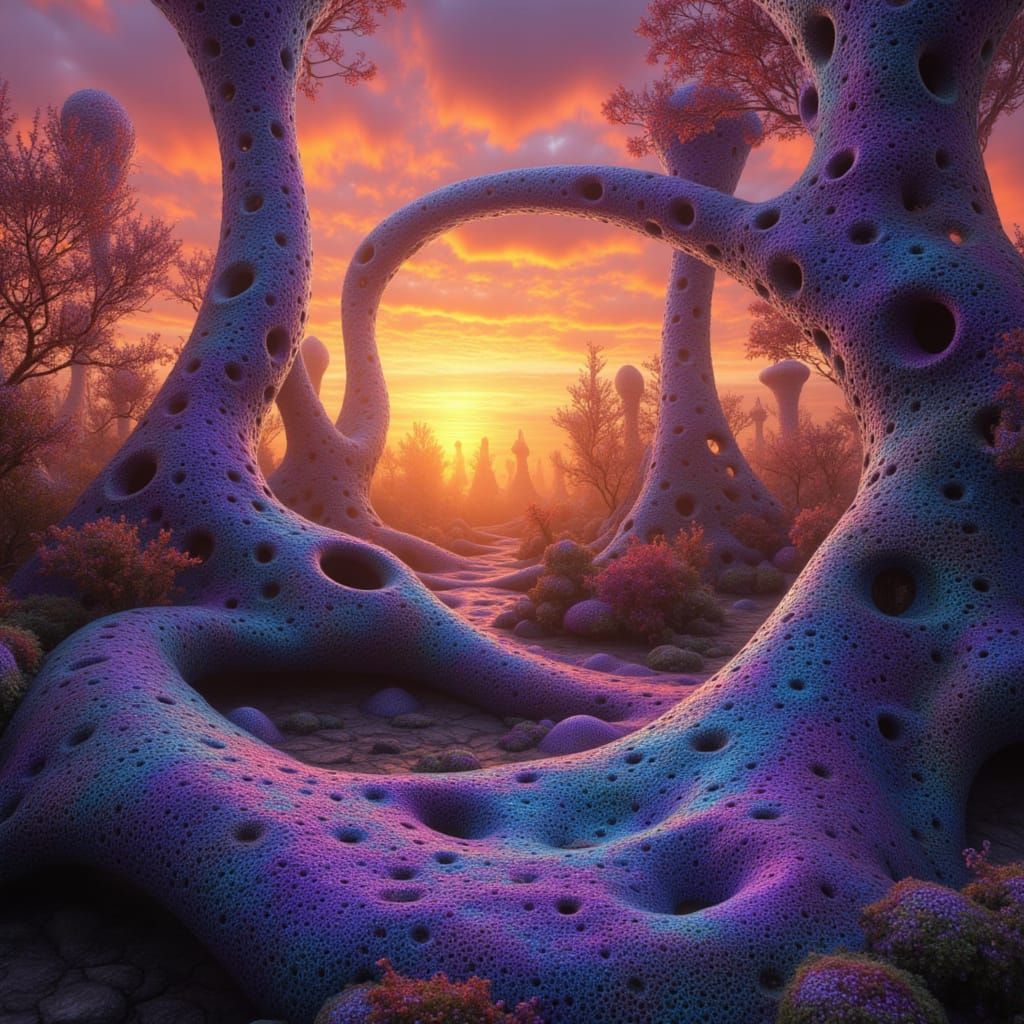 Vivid Surreal Towers with Lurking Presence