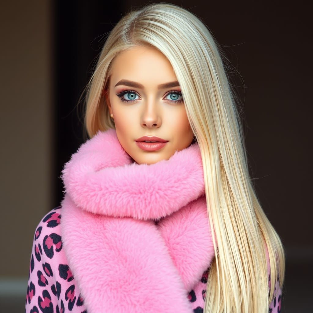 Glamorous Blonde Woman in Vibrant Pink Outfit