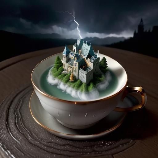 Miniature Lightning Storm in Teacup Landscape