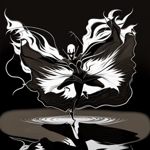 Abstract Line Art: Shadow Vampire Silhouette