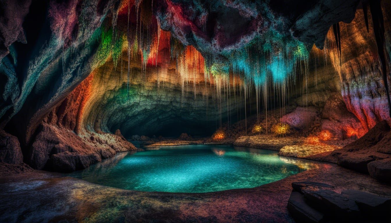Jeweled Cave with Rainbow Colors in HDR