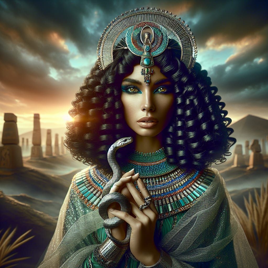 Egyptian Goddess of Dawn in Emerald Splendor