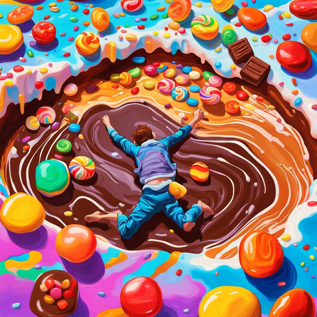 Fauvist Painting of a Chocolate Pool Dive