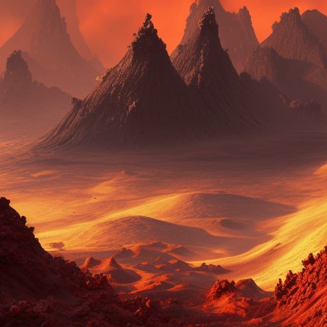 Epic Volcanic Landscape in Matte Painting Style