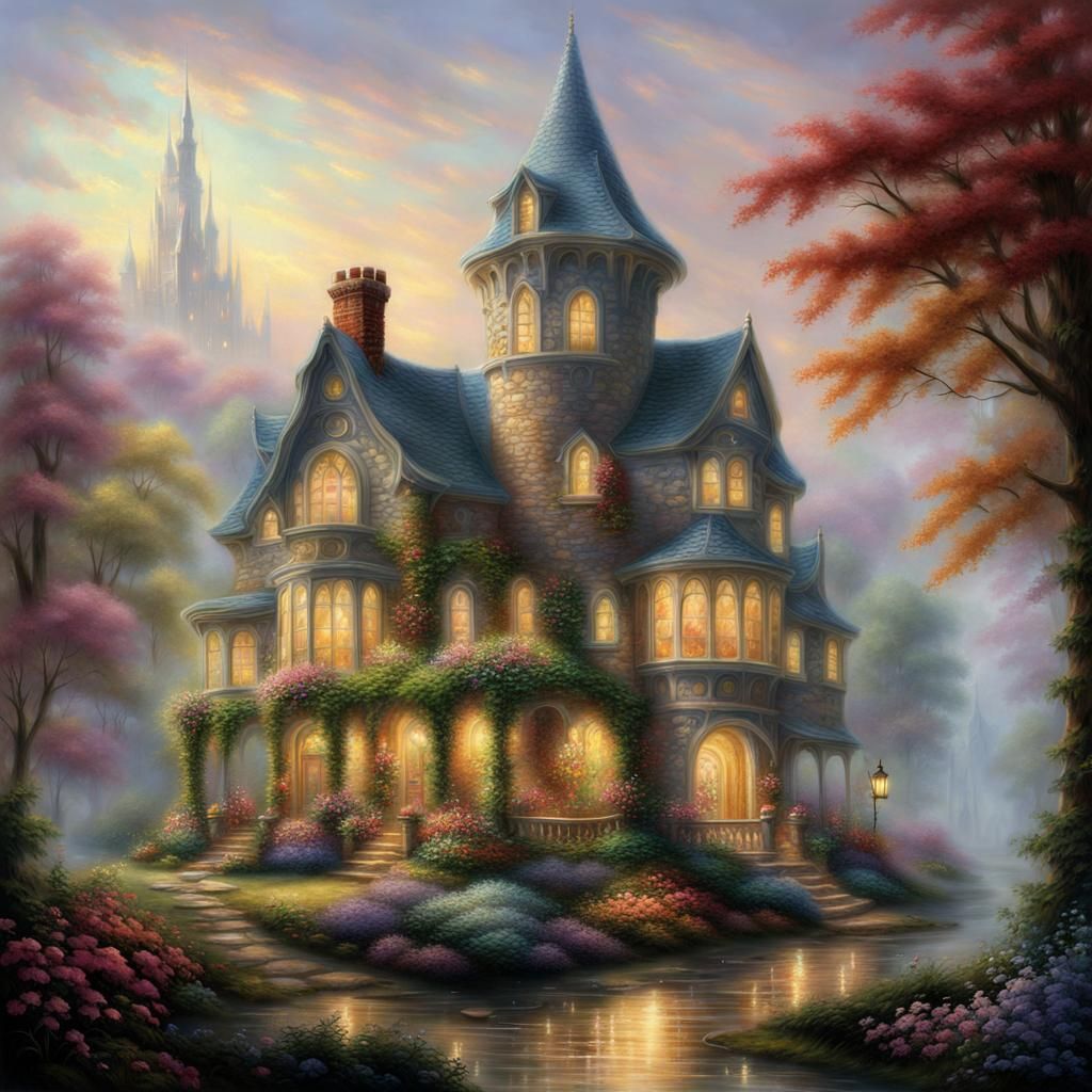 Ethereal Fantasy Building in Mist