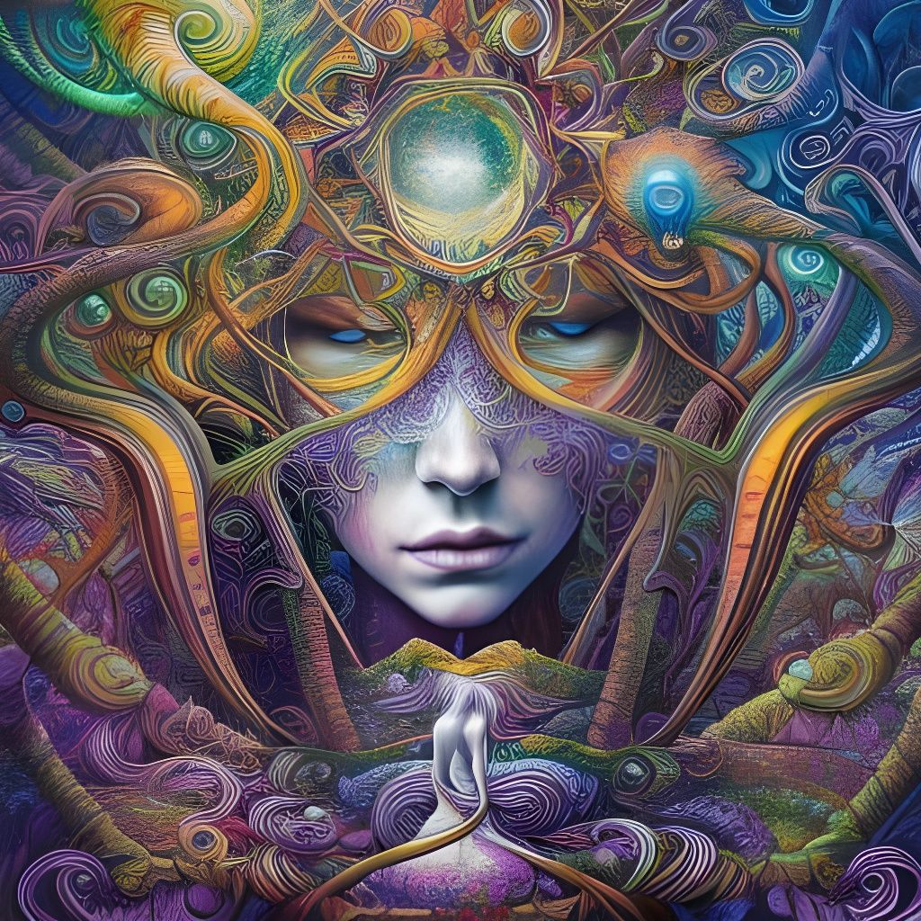 Psychedelic Dreamscape Masterpiece in Vivid Colors