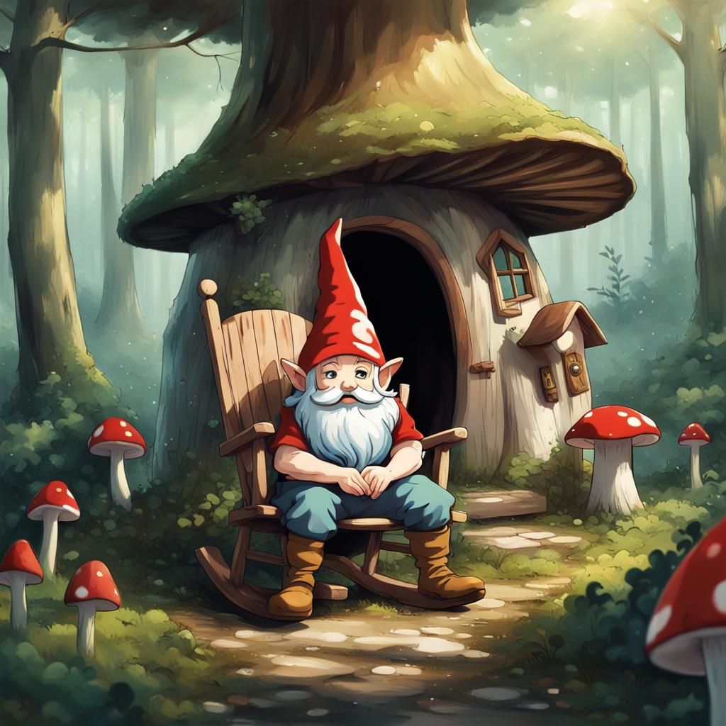 Gnome in Mushroom House, Anime Style