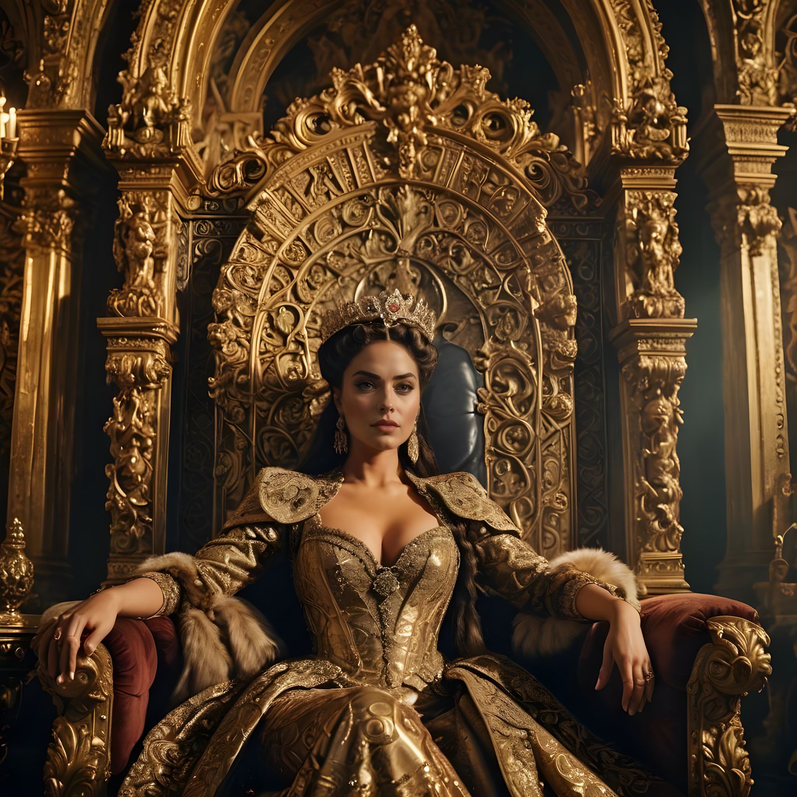 Seductive Queen on a Jeweled Throne