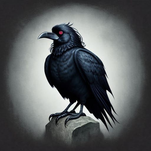 A Raven's Shadow in a Dark, Mysterious Atmosphere