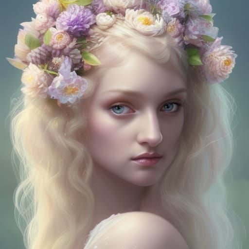 Elf Nymph Portrait in Hyperdetailed Style