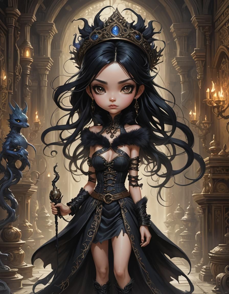 Chibi Black Mage with Intricate Details