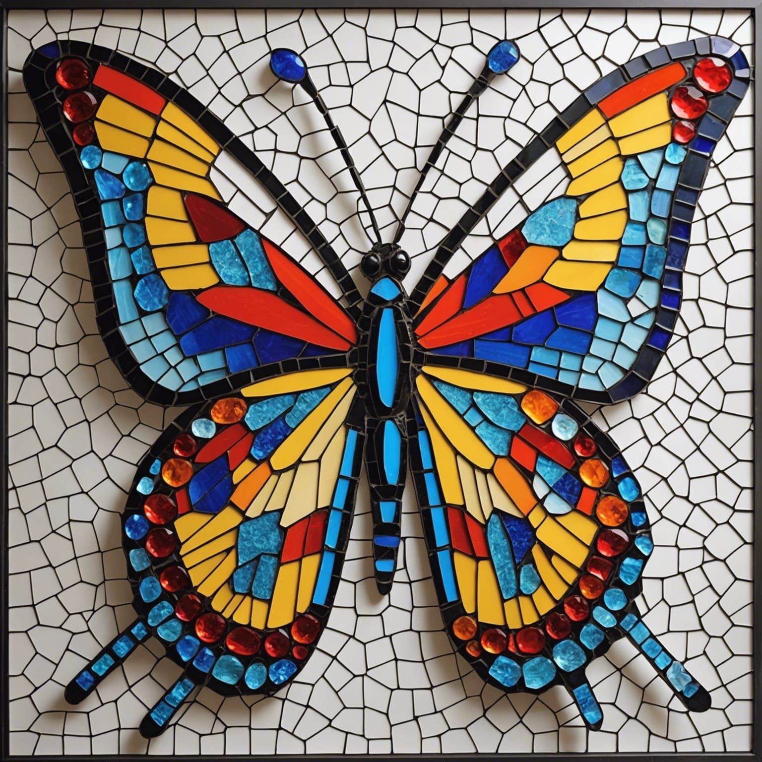 Colorful Glass Mosaic Butterfly Artwork
