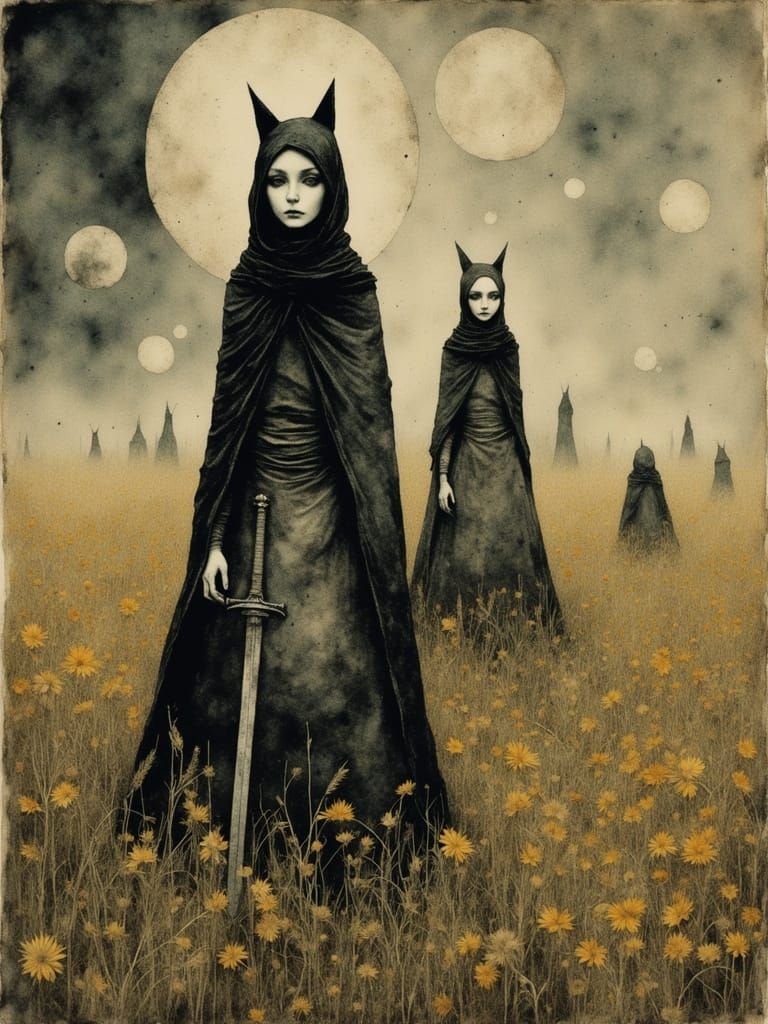 Mythological Goddess in Epic Wheat Field Battle