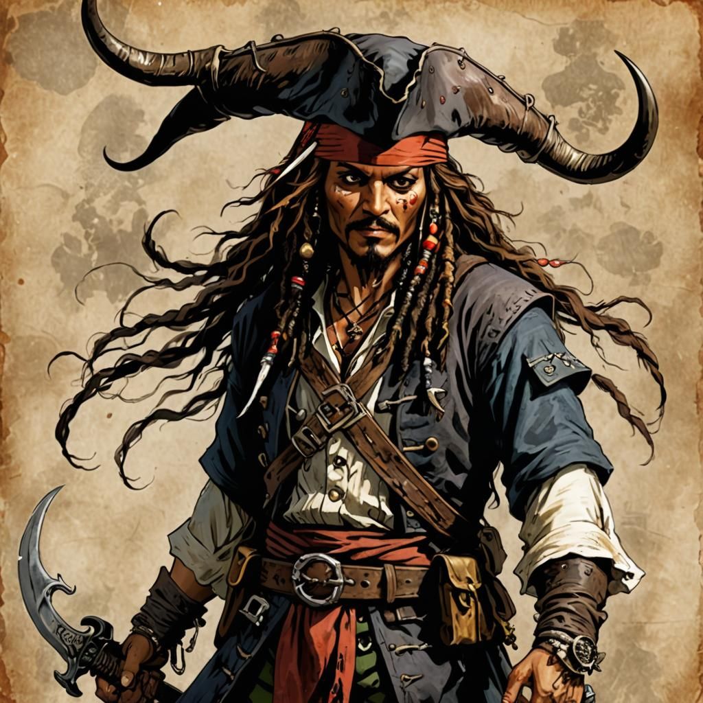 Tiefling Pirate Captain with Demonic Features