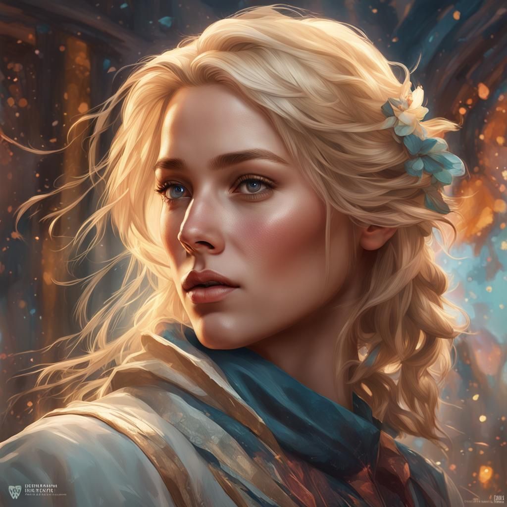 Beautiful Blonde Portrait in Hyperdetailed Style