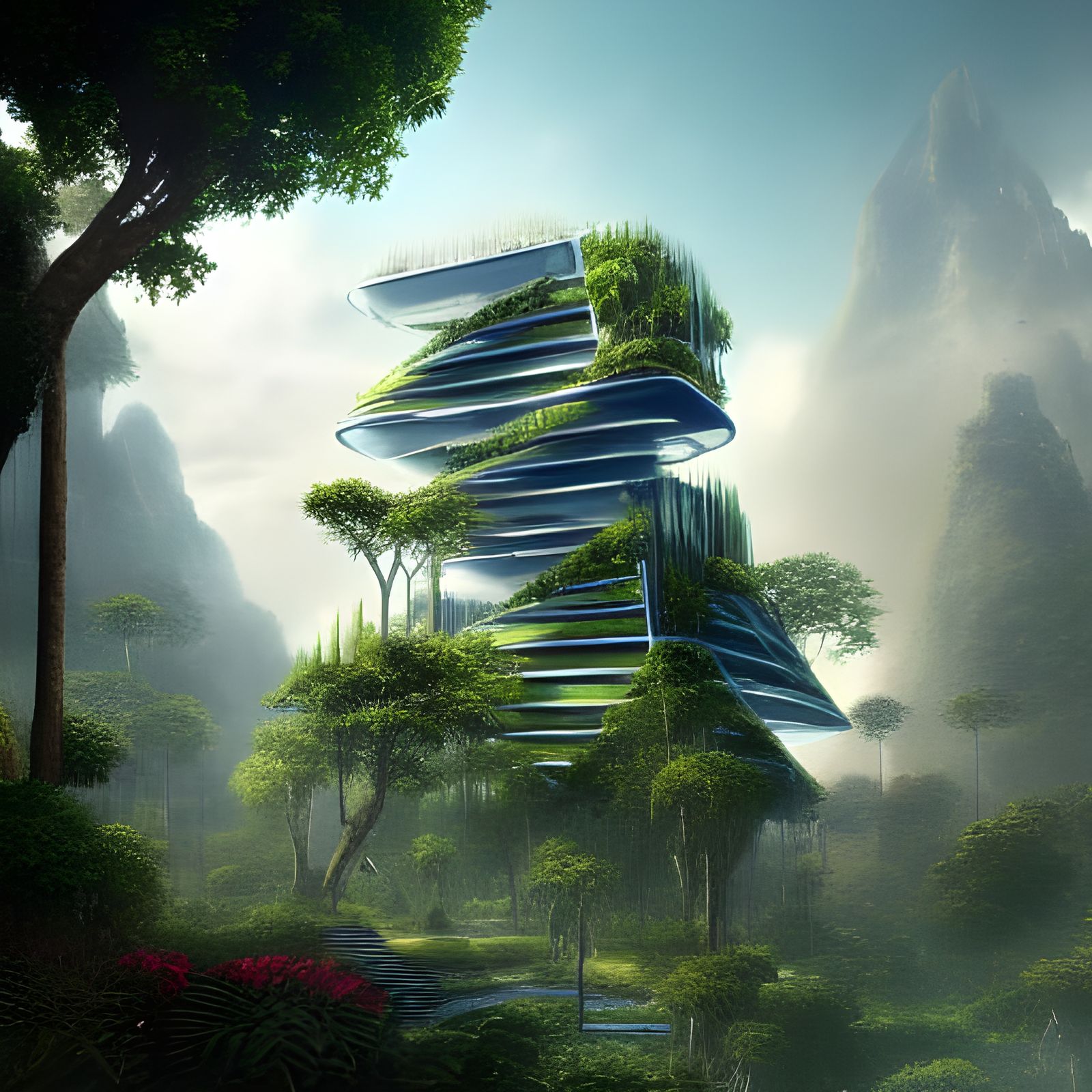 futuristic tall house-city