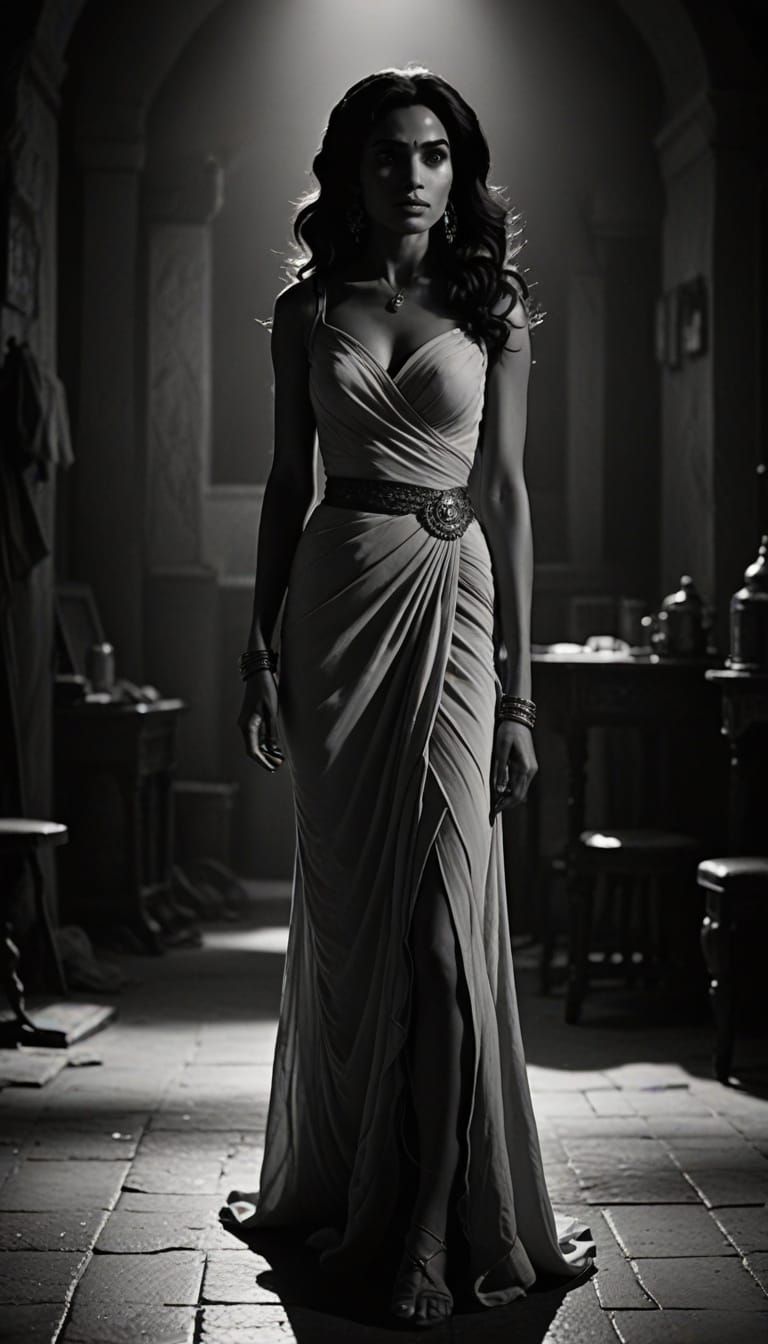 Princess Jasmine in Moody Film Noir Style